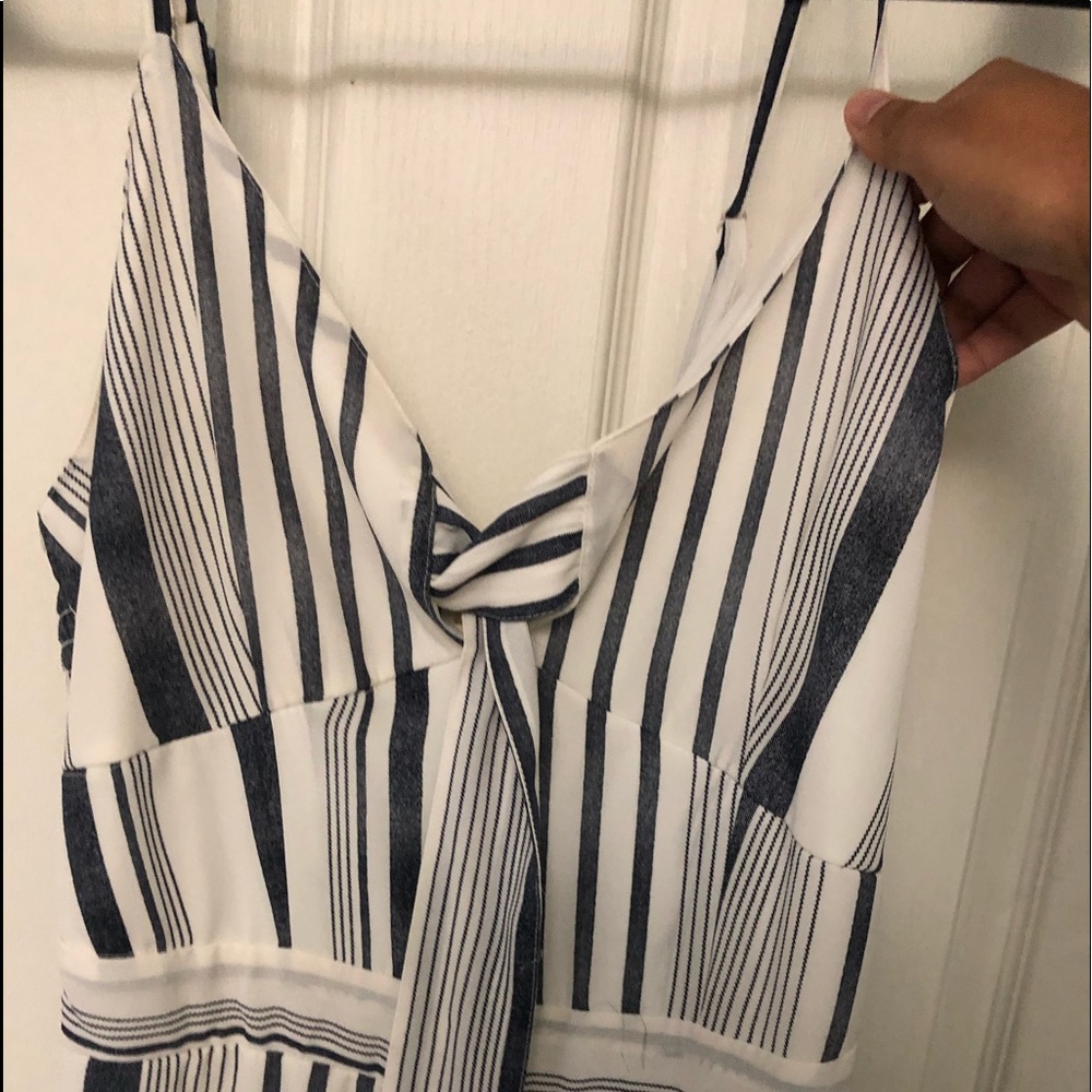 Blue & white striped jumpsuit